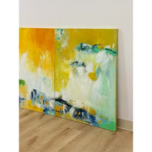 Load image into Gallery viewer, Set of 3 Modern Abstract Paintings Yellow Green Blue Wall Art Acrylic on Canvas
