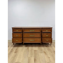 Load image into Gallery viewer, Vintage Dresser Drexel Transitional MCM Nine Drawer Lowboy Brass Handles
