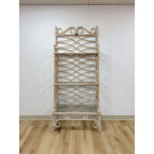 Load image into Gallery viewer, Vintage Etagere Henry Link Rattan Whitewash Three-Tier Glass Shelves Coastal
