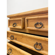 Load image into Gallery viewer, Mexican Solid Pine Five Drawer Dresser Wrought Iron Pulls Rustic Farmhouse Chest
