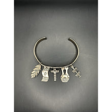 Load image into Gallery viewer, Sterling Silver Bangle, Pueblo dangling Bracelet w/Charms Signed Rudy Willis
