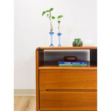 Load image into Gallery viewer, MCM Teak Rolling TV Stand Cart Two Drawers Danish Modern Vintage
