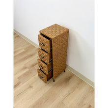 Load image into Gallery viewer, Wicker Parquetry Apothecary Narrow Four Drawer Chest Metal Base Coastal

