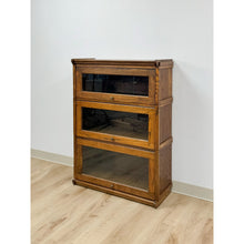 Load image into Gallery viewer, Vintage Bookcase Three Stack Oak Barrister Glass Door Traditional Shelf
