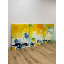 Load image into Gallery viewer, Set of 3 Modern Abstract Paintings Yellow Green Blue Wall Art Acrylic on Canvas
