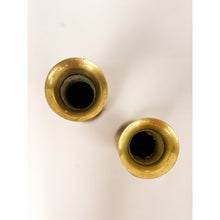 Load image into Gallery viewer, Pair of Vintage Hand Etched Brass Flower Vase Hollywood Regency Vessels MCM
