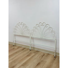 Load image into Gallery viewer, Pair of White Wrought Iron Twin Headboards French Country Farmhouse Whimsical
