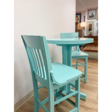 Load image into Gallery viewer, Vintage Bistro Set Turquoise Blue Counter Height Table Two Chairs Outdoor/Indoor
