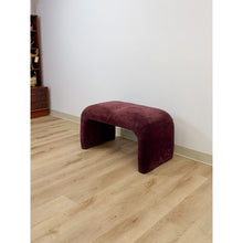 Load image into Gallery viewer, Postmodern Burgundy/Mauve Upholstered Curved Bench Vintage Sculptural Seating
