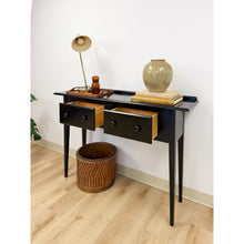 Load image into Gallery viewer, Nichols and Stone Solid Black Wood Console Two Drawers Modern Transitional
