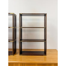 Load image into Gallery viewer, Bombay Company Campaign Style Shelf Pair Brass Trim Vintage Traditional
