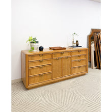 Load image into Gallery viewer, Broyhill Dresser with Burlwood Inlay 12-Drawer Vintage MCM Dresser Brass Handles
