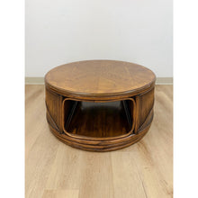 Load image into Gallery viewer, Pencil Reed Rattan Burlwood Inlay Round Coffee Table Gabriella Crespi Style Rare
