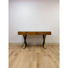 Load image into Gallery viewer, Vintage John Stuart MCM Burlwood Executive Desk Bronze Legs Collectable w/Glass
