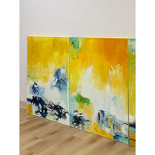 Load image into Gallery viewer, Set of 3 Modern Abstract Paintings Yellow Green Blue Wall Art Acrylic on Canvas
