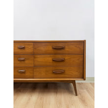 Load image into Gallery viewer, Vintage United MCM Nine Drawer Lowboy Dresser Collectible Mid Century Walnut
