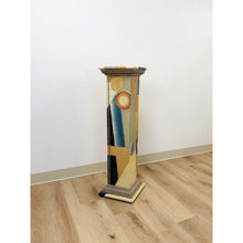 Load image into Gallery viewer, Vintage Postmodern Art Deco Hand Painted Pedestal Hidden Storage Cubist Column
