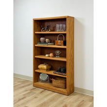 Load image into Gallery viewer, Vintage MCM Nature Light Oak Bookshelf, Five Shelf with Rounded Edges, Rustic
