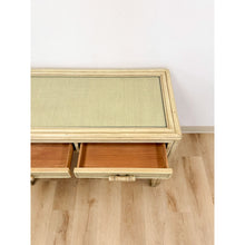 Load image into Gallery viewer, Vintage Ficks Reed Faux Bamboo Petite Desk with Drawers Wicker Coastal MCM
