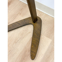 Load image into Gallery viewer, MCM Round Side Table With Boomerang Base Dark Wood Coastal Vintage Accent

