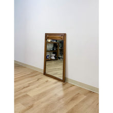 Load image into Gallery viewer, Vintage MCM Walnut Wood Mirror, Bowtie Detail Rectangle Wall Mirror Mid Century
