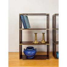 Load image into Gallery viewer, Bombay Company Campaign Style Shelf Pair Brass Trim Vintage Traditional
