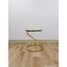 Load image into Gallery viewer, Round Brass Angular End Table Milo Baughman Style Postmodern Vintage MCM
