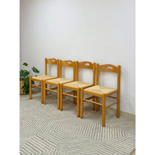 Load image into Gallery viewer, Hank Lowenstein Style Blonde Rush Seat Dining Chair Set of Four MCM
