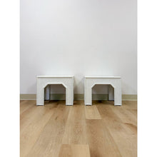 Load image into Gallery viewer, Vintage Side Tables White Painted Parquet Faux Bamboo Regency Pair Accent
