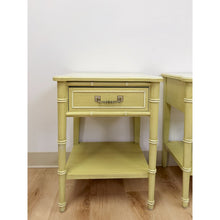 Load image into Gallery viewer, Rare Henry Link Bali Hai Green Faux Bamboo Pair of Nightstands Hollywood Regency
