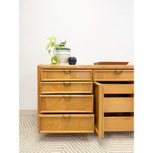 Load image into Gallery viewer, Broyhill Dresser with Burlwood Inlay 12-Drawer Vintage MCM Dresser Brass Handles
