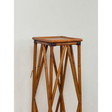 Load image into Gallery viewer, Coastal Boho Tall Bamboo Plant Stand Warm Finish Pedestal Display Regency

