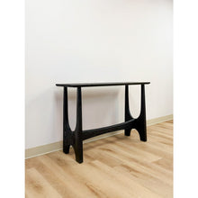 Load image into Gallery viewer, West Elm Solid Black Wood Entry Table Modern MCM Organic Sofa Table
