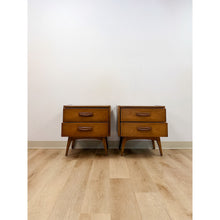 Load image into Gallery viewer, Vintage United MCM Nightstands Collectible Retro Walnut Bedside Tables w Drawers
