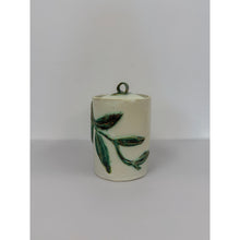 Load image into Gallery viewer, Studio Pottery Jar Lid Vine Leaf Design Handcrafted Ceramic Cookie Jar
