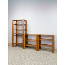 Load image into Gallery viewer, Vintage Modular Pine 4-Piece Shelf Unit Rustic Stackable Bookcase Organic Modern
