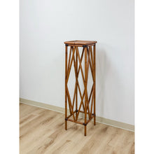 Load image into Gallery viewer, Coastal Boho Tall Bamboo Plant Stand Warm Finish Pedestal Display Regency

