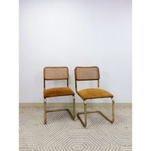 Load image into Gallery viewer, Pair of Cesca Chairs Brass Cane Vintage MCM Coastal Mid-Century Dining Chairs
