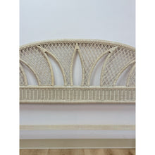 Load image into Gallery viewer, Vintage White Wicker Arched Queen Headboard Coastal Boho Hollywood Regency
