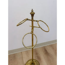 Load image into Gallery viewer, Vintage Towel Rack Brass Regency Freestanding Scarf Rack Hollywood Regency MCM
