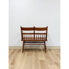 Load image into Gallery viewer, Vintage Maple Spindle Two-Seat Bench Double Crest Turned Legs Farmhouse
