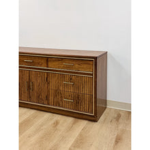 Load image into Gallery viewer, Vintage MCM Bassett Nine Drawer Fluted Dresser Brass Pulls and Trim Mid Century
