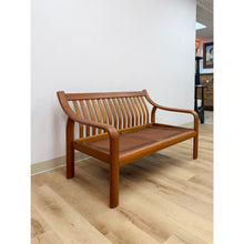 Load image into Gallery viewer, MCM Danish Modern Cognac Color Two Seat Couch Curved Bench Sculptural Seating
