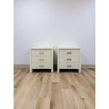 Load image into Gallery viewer, Pair of Mitchell Gold &amp; Bob Williams White Nightstands, Red Drawers Brass Pulls
