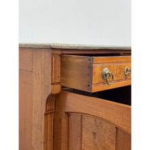 Load image into Gallery viewer, Antique French Provincial Marble Burlwood Buffet 2 Drawer Locking Cabinet
