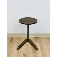 Load image into Gallery viewer, MCM Round Side Table With Boomerang Base Dark Wood Coastal Vintage Accent
