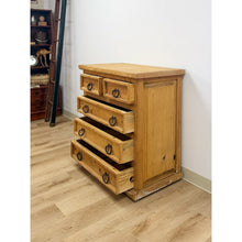Load image into Gallery viewer, Mexican Solid Pine Five Drawer Dresser Wrought Iron Pulls Rustic Farmhouse Chest
