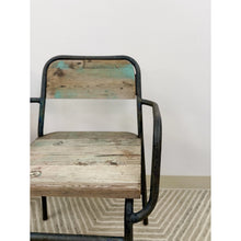 Load image into Gallery viewer, Distressed Blue Coastal Chairs Wood &amp; Cast Iron Weathered Vintage Chairs Seating
