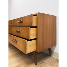 Load image into Gallery viewer, Vintage United MCM Nine Drawer Lowboy Dresser Collectible Mid Century Walnut
