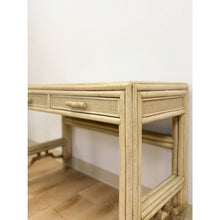 Load image into Gallery viewer, Vintage Ficks Reed Faux Bamboo Petite Desk with Drawers Wicker Coastal MCM
